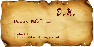 Dodek Márta névjegykártya